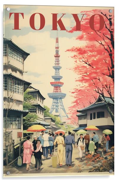 Tokyo 1950s Travel Poster Acrylic by Picture Wizard