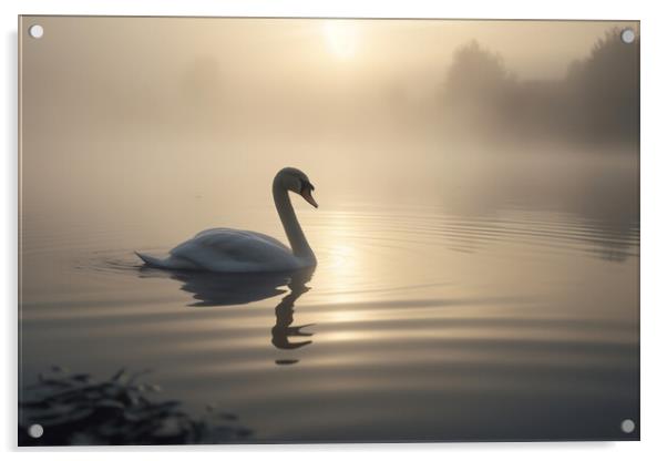 Swan Lake Sunrise Acrylic by Picture Wizard