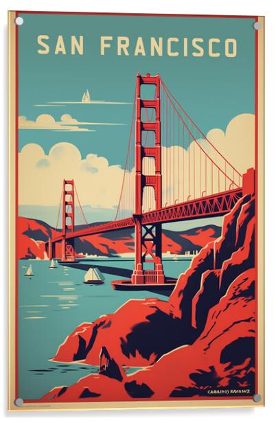 San Francisco 1950s Travel Poster  Acrylic by Picture Wizard