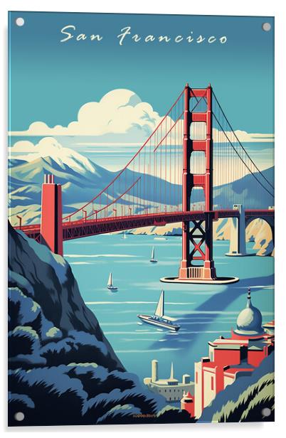 San Francisco 1950s Travel Poster  Acrylic by Picture Wizard