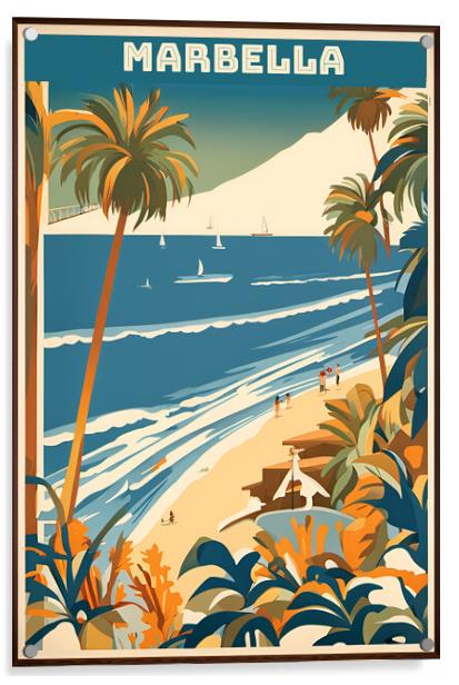 Marbella Vintage Travel Poster   Acrylic by Picture Wizard