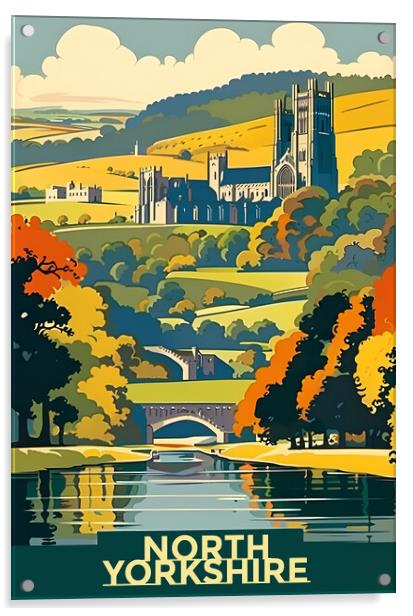 North Yorkshire Vintage Travel Poster   Acrylic by Picture Wizard
