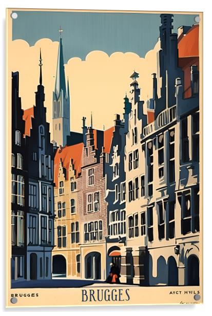Brugges Vintage Travel Poster   Acrylic by Picture Wizard