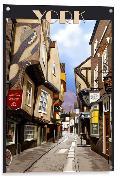York Vintage Travel Poster    Acrylic by Picture Wizard
