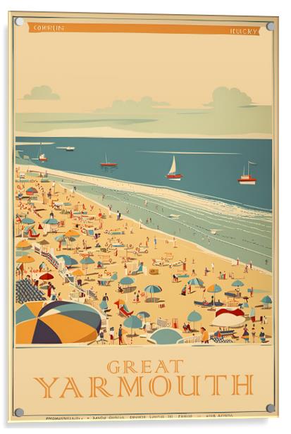 Great Yarmouth Vintage Travel Poster Acrylic by Picture Wizard