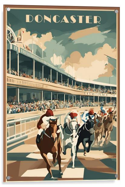 Vintage Travel Poster Doncaster Races Acrylic by Picture Wizard
