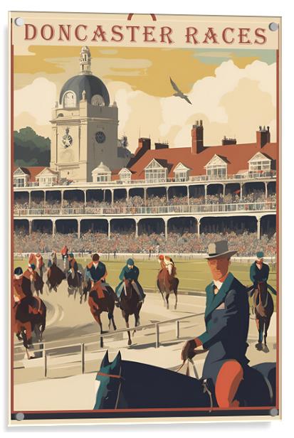 Vintage Travel Poster Doncaster Races Acrylic by Picture Wizard