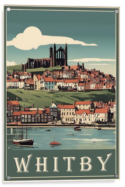 Whitby Vintage Travel Poster Acrylic by Picture Wizard