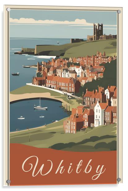 Whitby Vintage Travel Poster Acrylic by Picture Wizard