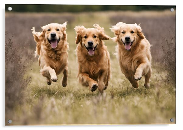 A trio of golden retrievers Acrylic by Picture Wizard