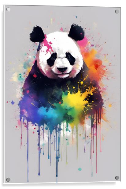 Panda Bear Ink Splatter Portrait Acrylic by Picture Wizard