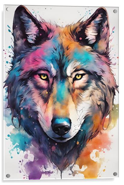 Wolf Ink Splatter Portrait Acrylic by Picture Wizard