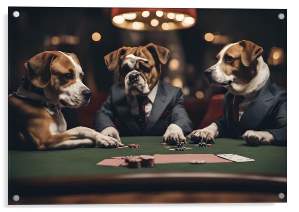 Dogs Playing Poker Acrylic by Picture Wizard