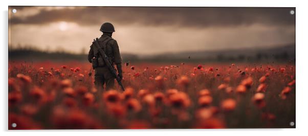 Poppy Field Soldier Acrylic by Picture Wizard