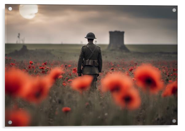 Soldier Poppy Field lest we forget Acrylic by Picture Wizard