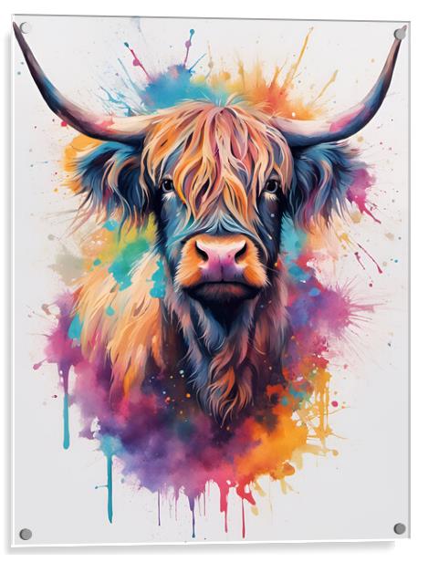 Highland Cow Ink Splat Acrylic by Picture Wizard