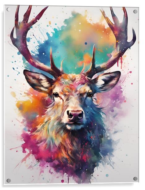 Highland Stag Ink Splat Acrylic by Picture Wizard