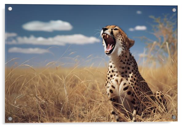 Cheetah Yawning Acrylic by Picture Wizard