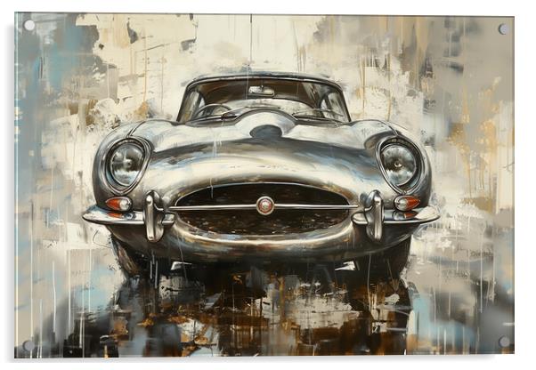 Jaguar E Type Art Acrylic by Picture Wizard