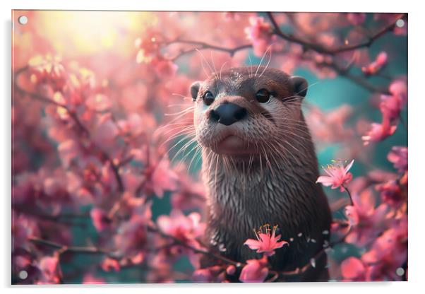 Otter Blossoms Acrylic by Picture Wizard