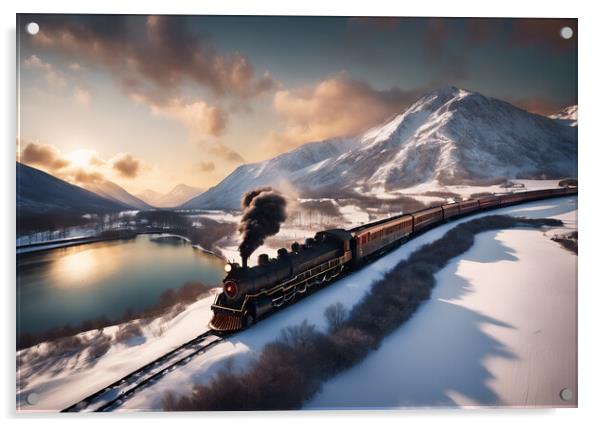 Vintage Express Steam Train Acrylic by Picture Wizard