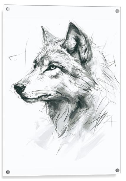 Wolf Sketch Acrylic by Picture Wizard