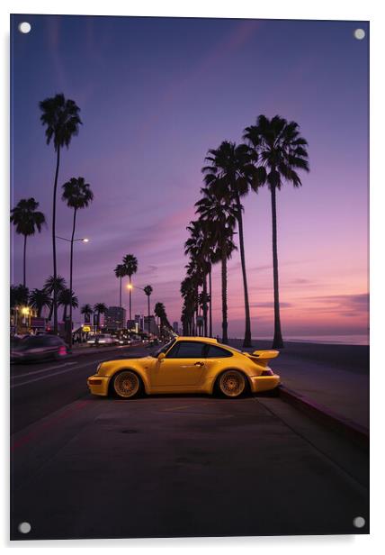 Yellow Porsche Acrylic by Picture Wizard