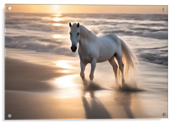 Horse Sandy Beach Acrylic by Picture Wizard