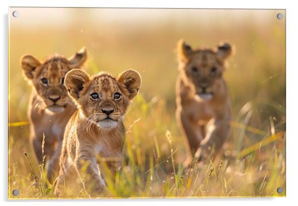 Lion Cubs Acrylic by Picture Wizard