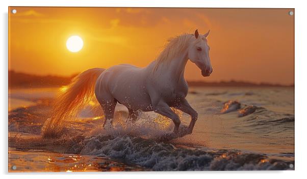 Andalusian horse sunset Acrylic by Picture Wizard