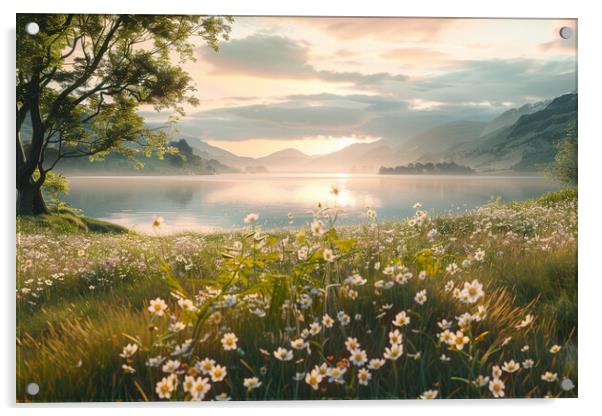 Daisies on Ullswater Acrylic by Picture Wizard