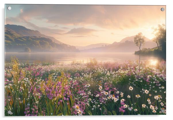 Ullswater Wild Flowers Acrylic by Picture Wizard