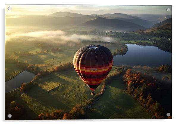 Hot Air Balloon Over the Lake District Acrylic by Picture Wizard