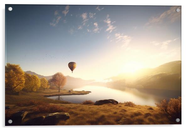 Hot Air Balloon over the Lake District Acrylic by Picture Wizard