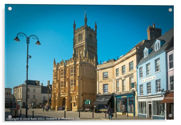 Cirencester Market Place Acrylic by Chris Rose