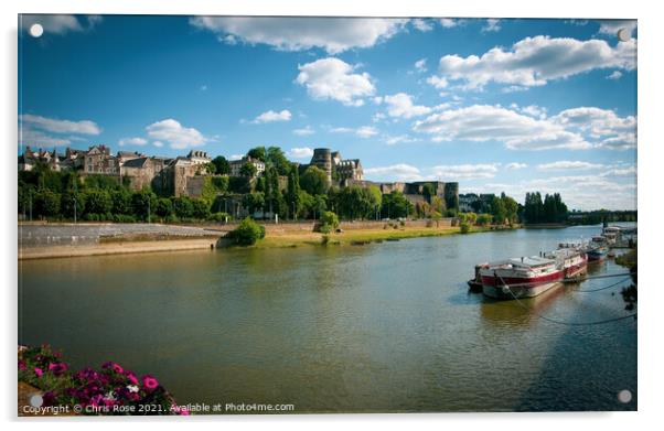 Angers, river and Chateau d'Angers Acrylic by Chris Rose