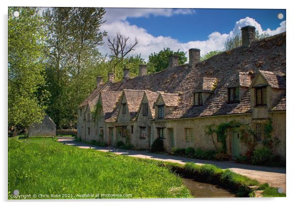 Bibury, Cotswold cottages Acrylic by Chris Rose