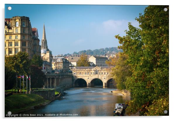 Picturesque Pulteney Bridge, Bath Acrylic by Chris Rose