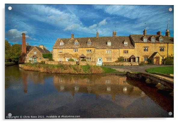 Lower Slaughter, idyllic riverside cottages Acrylic by Chris Rose