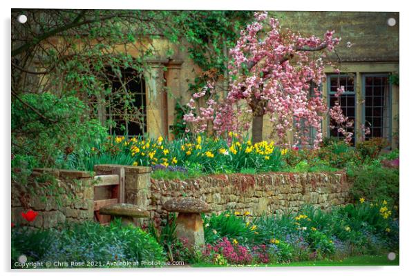 Cotswold cottage garden Acrylic by Chris Rose