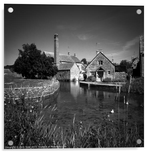 Lower Slaughter, the old mill Acrylic by Chris Rose