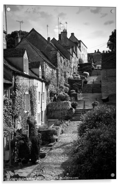 Chipping Steps in Tetbury, Cotswolds. Acrylic by Chris Rose