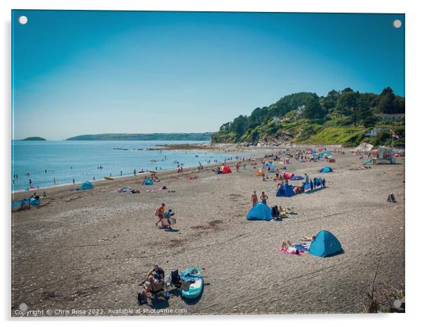 Busy Seaton beach, Cornwall Acrylic by Chris Rose