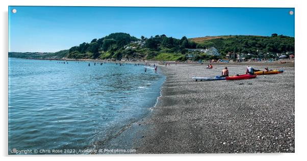 Busy Seaton beach, Cornwall Acrylic by Chris Rose