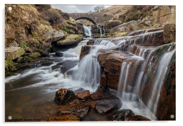 The Majestic Three Shires Head Waterfall Acrylic by Steven Nokes