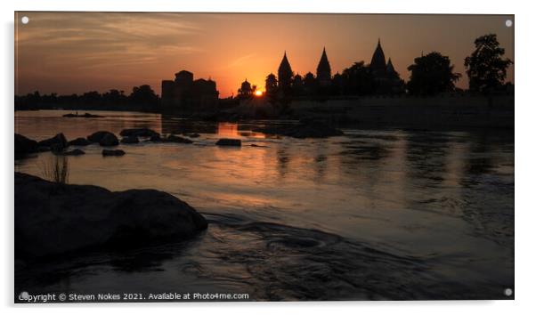 Majestic Orchha Temple Ruins at Sunset Acrylic by Steven Nokes