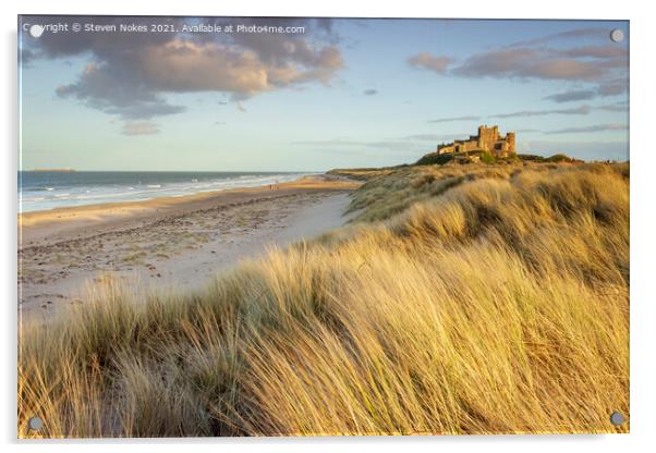 Golden Hour at Bamburgh Castle Acrylic by Steven Nokes
