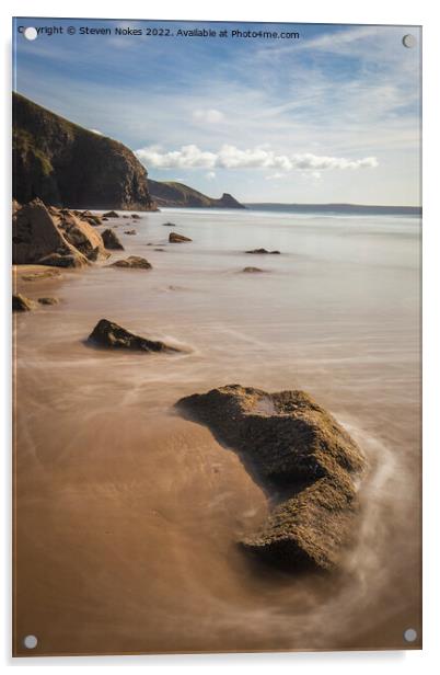 Majestic Waves at Pembrokeshires Newgale Beach Acrylic by Steven Nokes