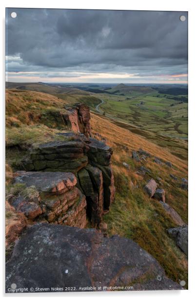 Shining Tor overlooking the Cheshire plain, Macclesfield, Cheshire, UK Acrylic by Steven Nokes