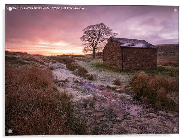 Majestic Sunrise at Wildboarclough Barn Acrylic by Steven Nokes